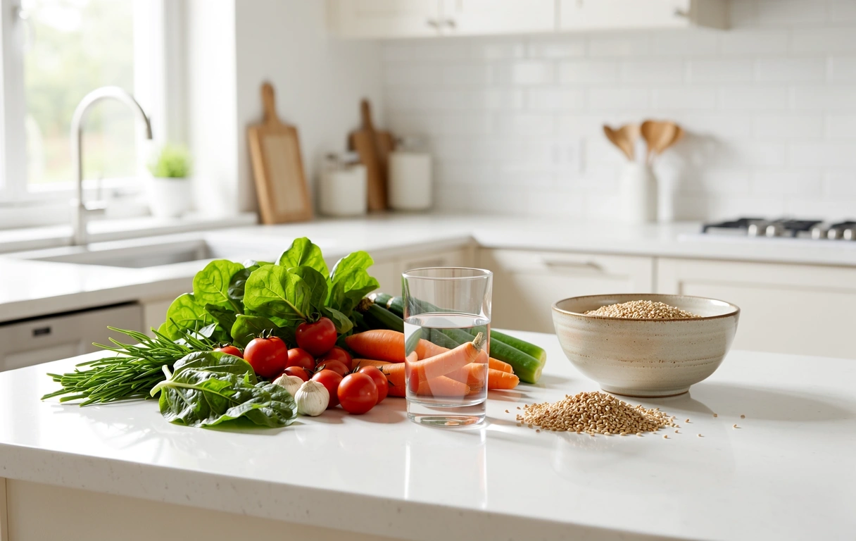 Frische gesunde Zutaten für eine ausgewogene Ernährung