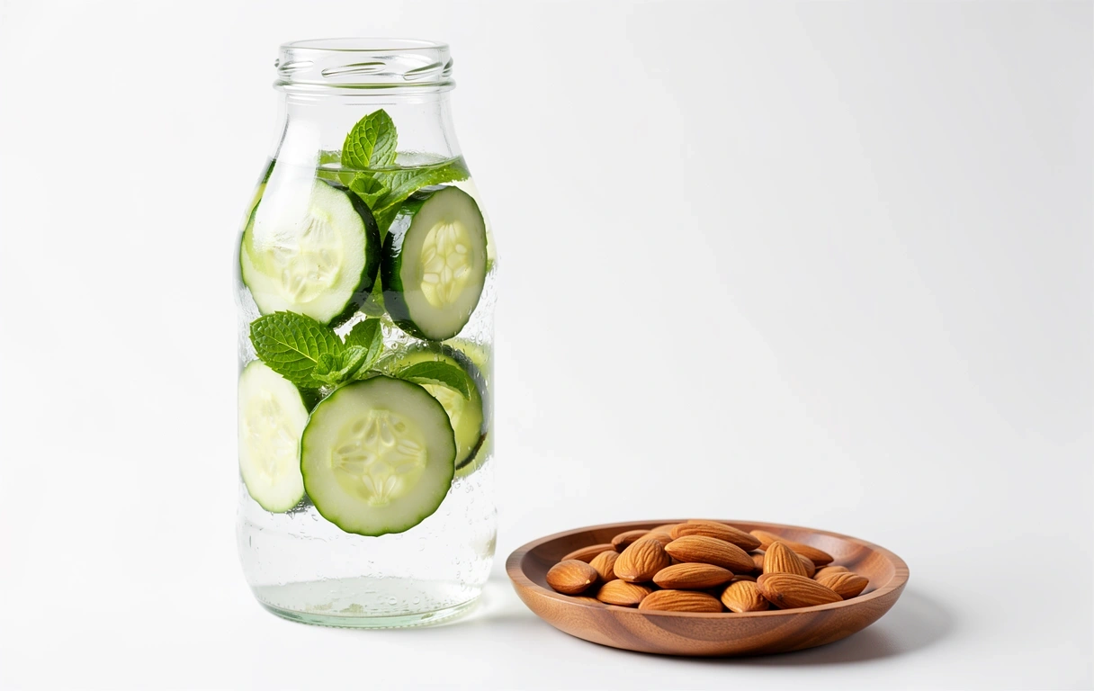 Erfrischendes Wasser und Mandeln